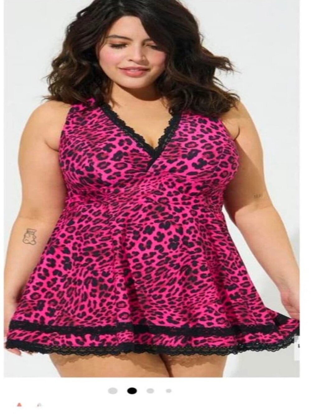 NEW  Torrid Swim Dress Hot Pink Animal Print W Lace Wireless Padded Size 3